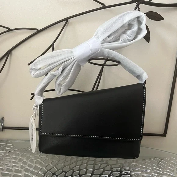 Staud Acute Black Leather Small Convertible Crossbody/ Clutch/ Shoulder Bag NWT